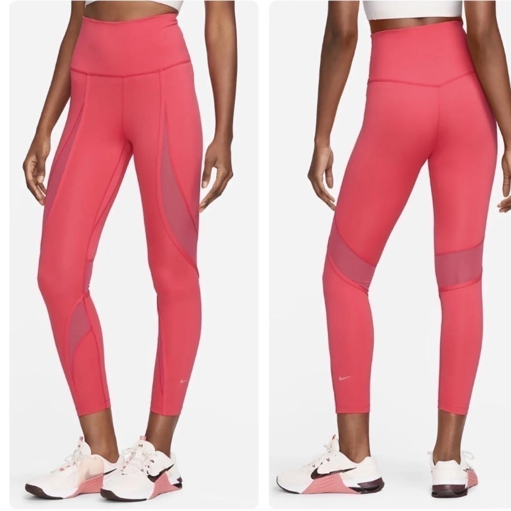 Nike Dri Fit 7/8 leggings Medium beautiful pink with mesh High Rise